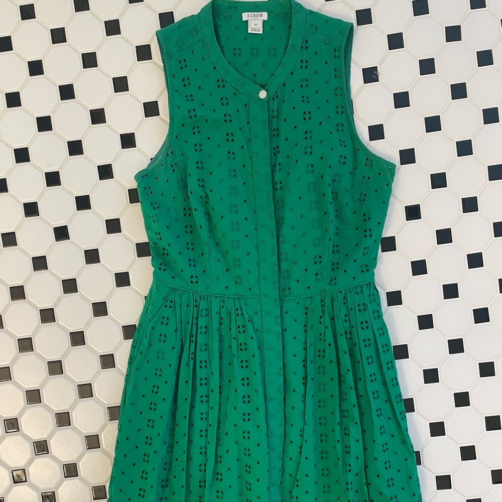 Jcrew green eyelet Aline dress